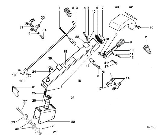Handlebar rod and handlebars BRIK 1 Reversibile (Fino/Until 2009) Mower