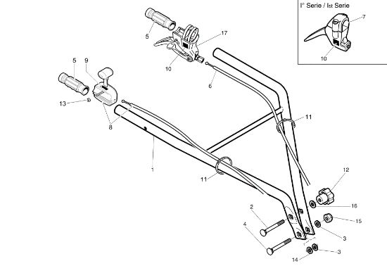 Handle-bar fixed and control box 101 (EN 709) Rotary tiller