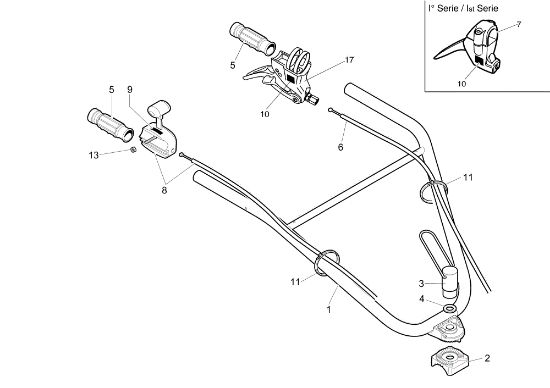 Handle-bar adjustable and control box 101 (EN 709) Rotary tiller