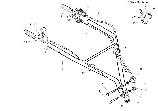 Handle-bar fixed and control box 102 (EN 709) Rotary tiller