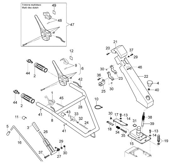 Handlebar and controls 115 (EN 709) (K800 H - SN T210) Rotary tiller