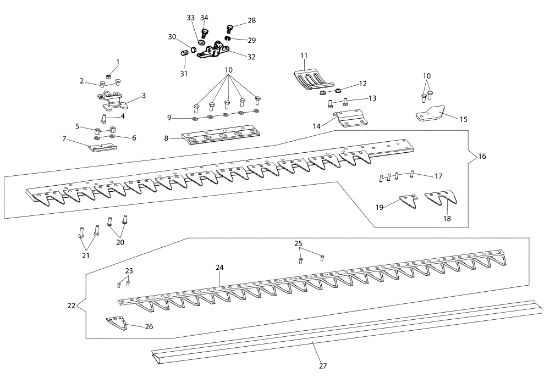 Special cutter bar 69229068A/69229069A/69229070A/69229071A KAM 5 (EN 709) Rotary cultivator