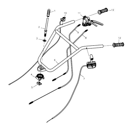 Handlebar 095 (K800 H - SN TA32) Rotary tiller