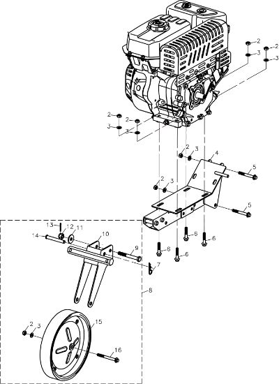 Wheel 104 (K800 HC) Rotary tiller