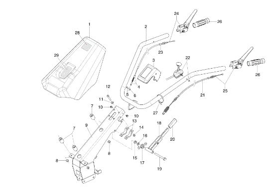 Handlebar rod and handle bars FC 110 (K700 H) Mower