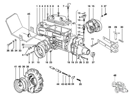 Speed-change gear box and wheels BRIK 1 S Rotary cultivator