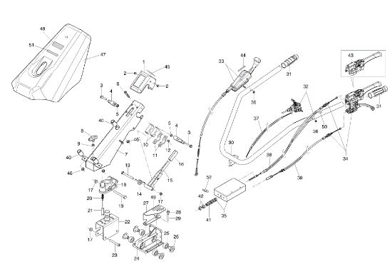 Handlebar rod and handle bars FC 130 S Mower