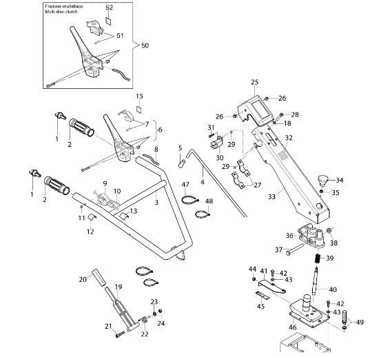 Handlebar and controls 115 (2019) (K800 H) Rotary tiller
