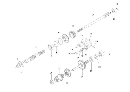 Speed gears of the gearbox FC 145 S Mower