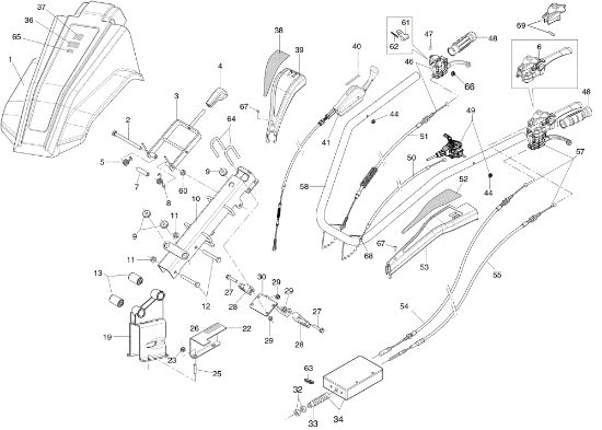 Handlebar rod and handle bars FC 145 S Mower