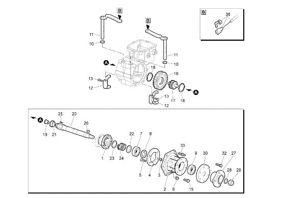 Speed gears of the gearbox NTS 50 (K800H) Flail mowers