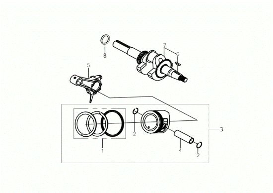 Shaft + piston MOTORE K900 H Engine