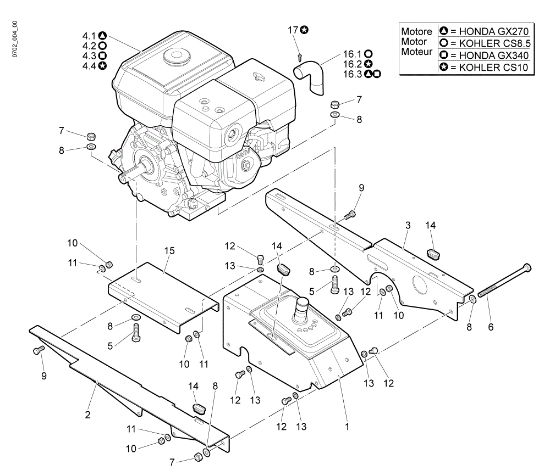 Frame and engine NTS 80 (Fino/Until 2013) Flail mowers
