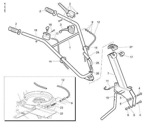 Handlebars and controls 110 (Fino/Until 2009) Rotary tiller