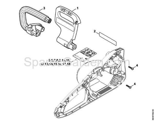 Hand guard, Handlebar Electric chain saws (MSE) MSE 190 C-BQ Stihl