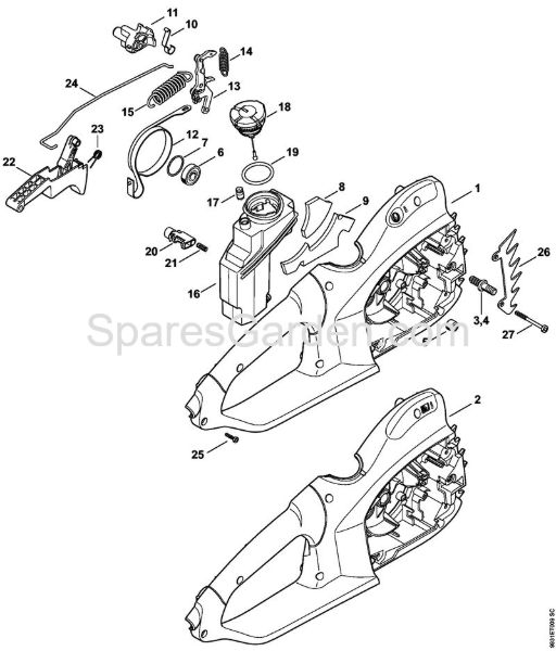 Handle housing, Oil tank Electric chain saws (MSE) MSE 190 C-BQ Stihl
