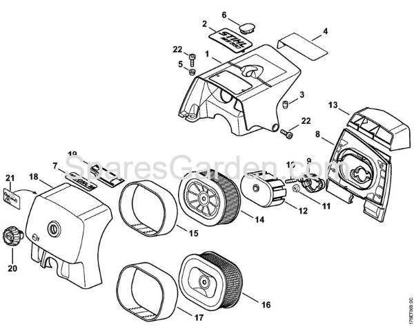 Shroud, Air filter Gasoline chain saws (MS) MS 660-W Stihl
