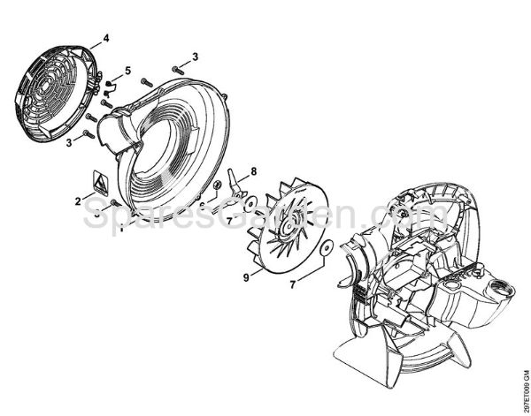 Fan housing outer, Fan wheel Vacuum shredders (SH) SH 56 Stihl