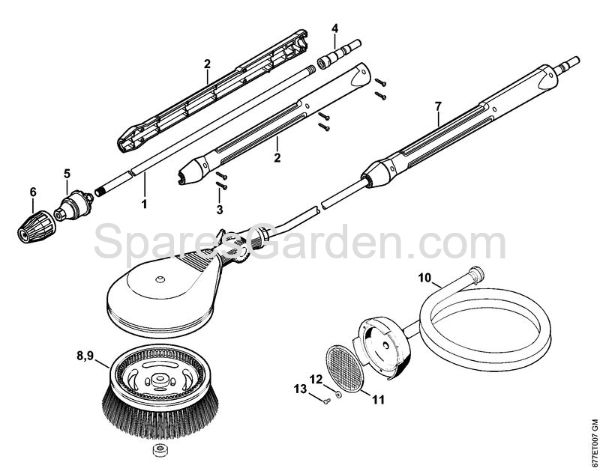Rotory nozzle, rotory washing brush, Suction hose Gasoline powered pressure washers (RB) RB 302 Stihl
